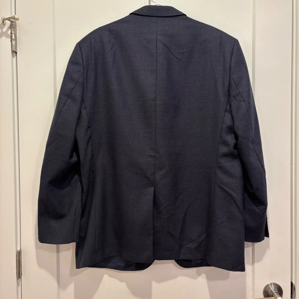 Jack Victor Mens 46R Blazer‎ Navy Blue Brown Wool Sport Coat Von Maur Canada 46R
